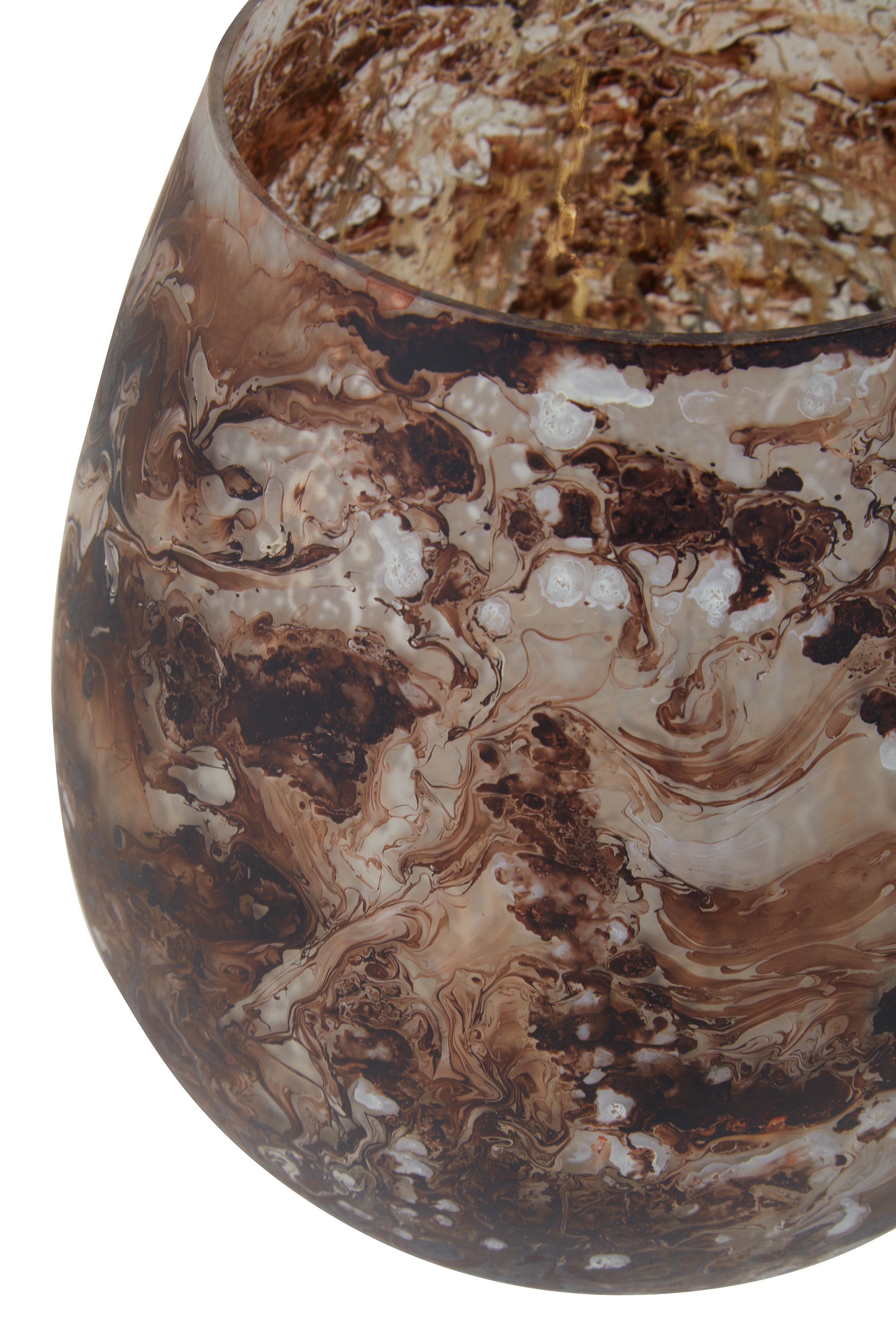 Vienna Brown Marble Effect Glass Candle Holder | Large